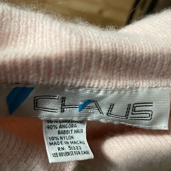 Chaus Sweater Women’s Angora & Lambswool Blend Pink Small Button Up - Picture 3 of 9